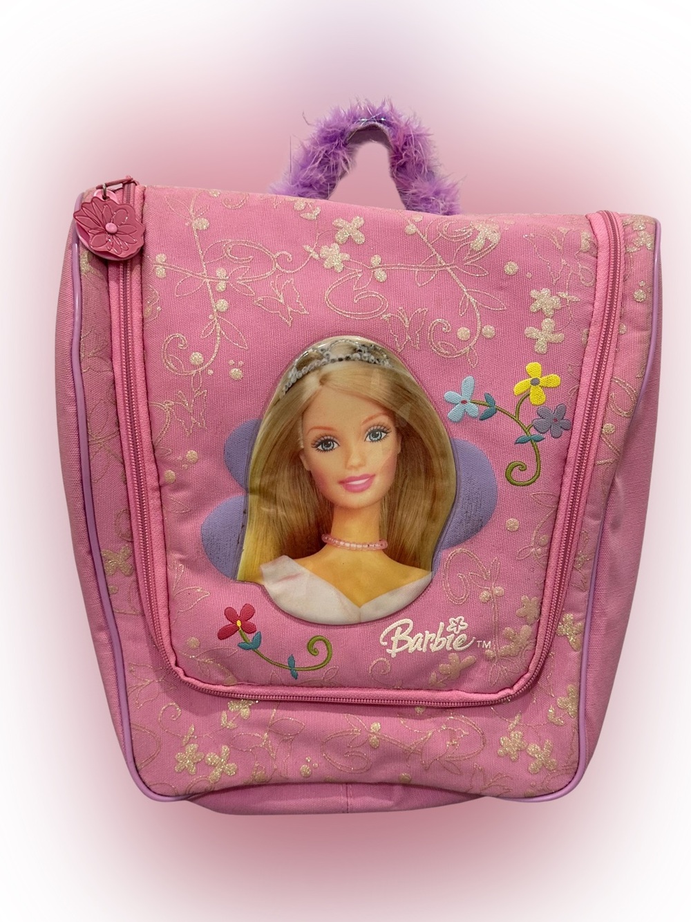 Vintage y2k 2003 Pink Tara Barbie Travel Organizer Hanging Zip Bag